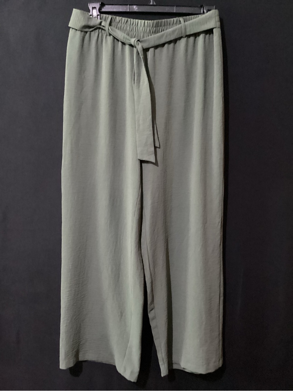 Wide-Leg Tie-Waist Pants in Sage Green